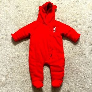 Liverpool red fleece snow suit size 9-12 months